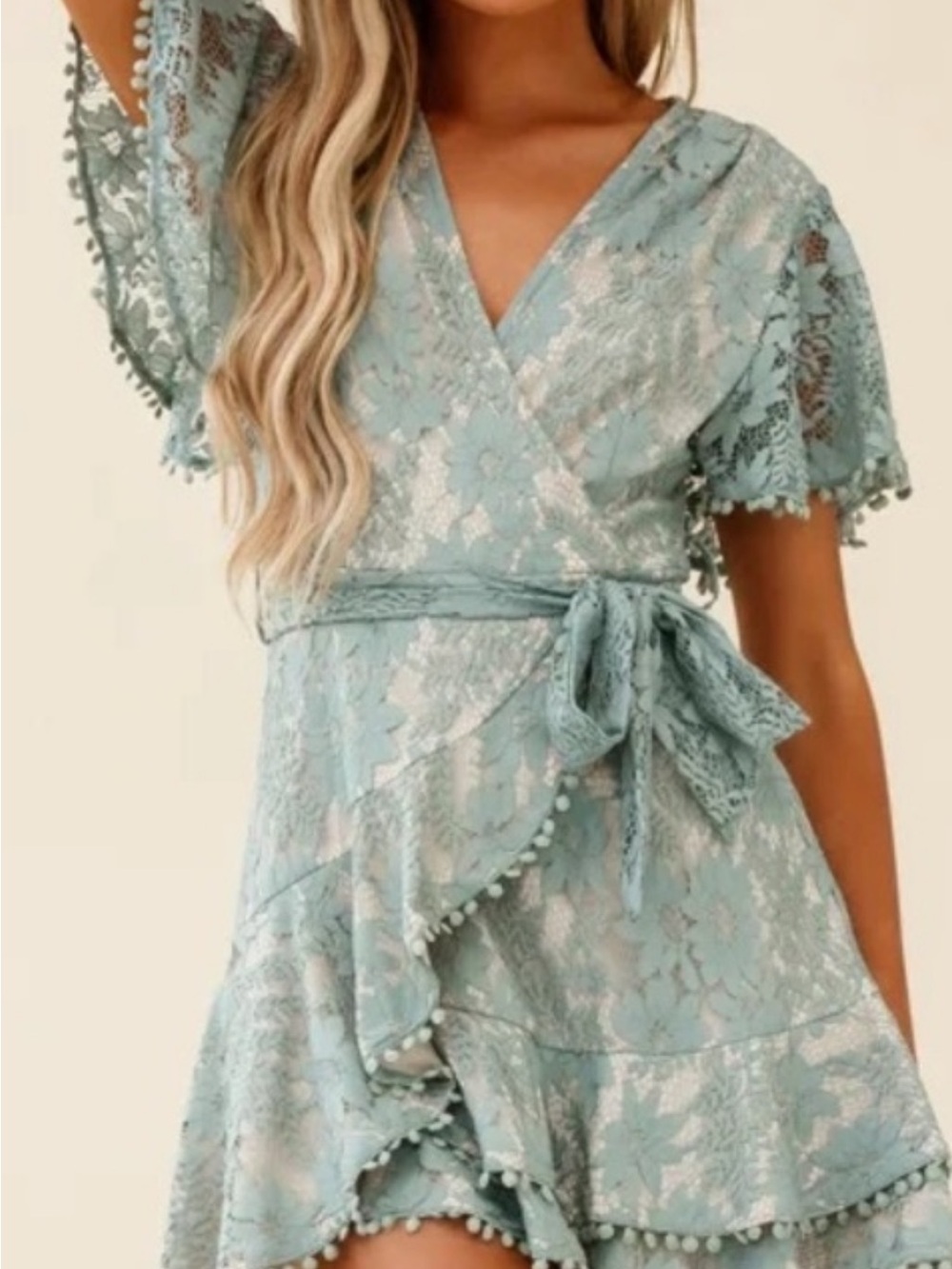 Selfie Leslie Sage Green Wrap Dress
